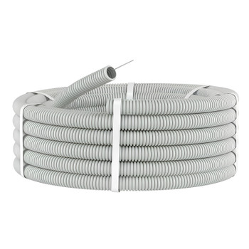 Труба гофрированная ПВХ 20мм с протяжкой серая 100м УралПак