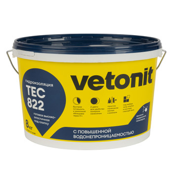 Изображение товара Vetonit Tec 822 - эластичная полимерная гидроизоляция 8 кг Изображение товара Vetonit Tec 822 - эластичная полимерная гидроизоляция 8 кг