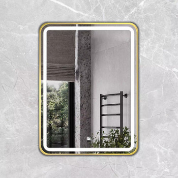 Зеркало Comforty Ситара-60 с LED подсветкой и сенсором золотое матовое