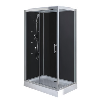 Душевая кабина Comforty низкий поддон 120х80см стекло тонированное хром 4мм