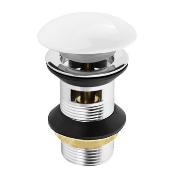 Донный клапан для раковины 1 1/4" клик-клак с переливом квадратный белый Masterprof