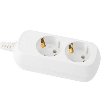 Изображение товара Колодка розеточная 2 гнезда с заземлением 16А 250В IP20 белая Эра