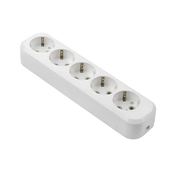 Изображение товара Колодка розеточная 5 гнезд с заземлением 16А 250В IP20 белая General