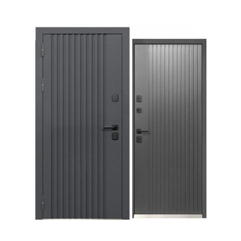 Изображение товара Входная дверь Luxor Termo Рейка Муар 7024 графит левая 960мм терморазрыв