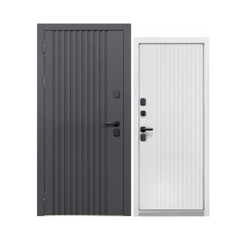 Изображение товара Входная дверь с терморазрывом Luxor Termo Рейка Муар 7024 электали белый 960 мм левая