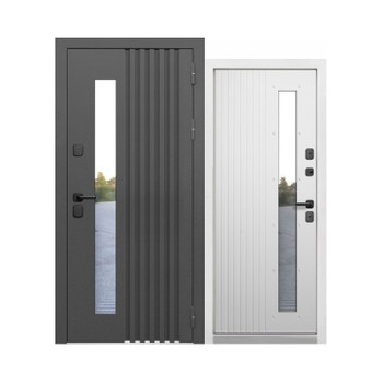 Изображение товара Входная дверь Luxor Termo Рейка стеклопакет Муар 7024 белая правая