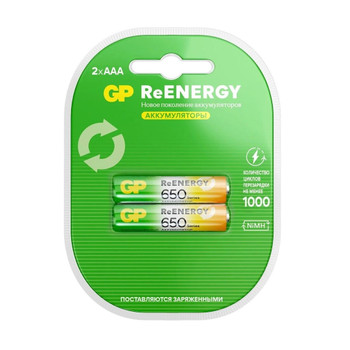 Изображение товара Аккумулятор перезаряжаемый GP ReEnergy AAA 650мАч 2шт для портативных устройств