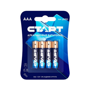 Изображение товара Алкалиновая батарейка Старт ААА 4 шт высокая емкость долгий срок службы