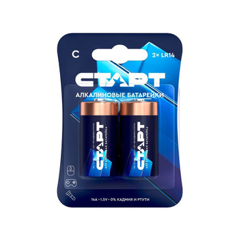 Изображение товара Алкалиновая батарейка Старт LR14 2 штуки для пультов и устройств