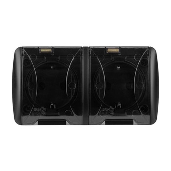 Изображение товара Розетка двухместная накладная с заземлением и крышкой IP54 Селигер графит TDM