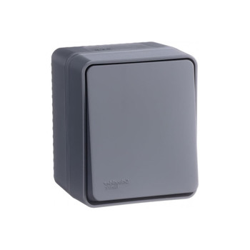 Изображение товара Одноклавишный накладной проходной переключатель AtlasDesign Systeme Electric антрацит IP54