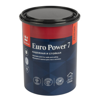 Краска для стен и потолков Tikkurila Euro Power 7 матовая база С 0,9 л