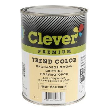 Эмаль акриловая универсальная Clever бежевая полуматовая 1кг