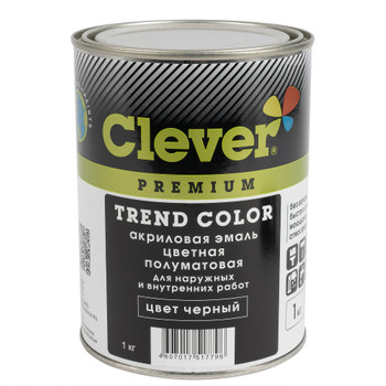Эмаль акриловая универсальная Clever черная полуматовая 1кг