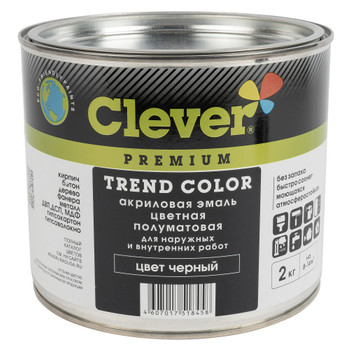 Эмаль акриловая универсальная Clever черная полуматовая 2кг