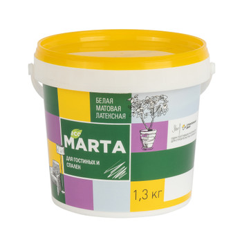 Краска для гостиных и спален MARTA ECO белая 1,3 кг