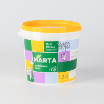 Краска для гостиных и спален MARTA ECO белая база А 1,3 кг