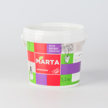 Краска для потолков MARTA ECO белая база А 1,3 кг