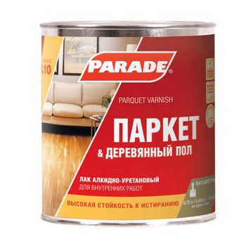 Лак паркетный алкидно-уретановый Parade L10, полуматовый, 0,75л