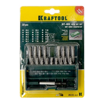 Набор бит с магнитным адаптером Kraftool 18 предметов