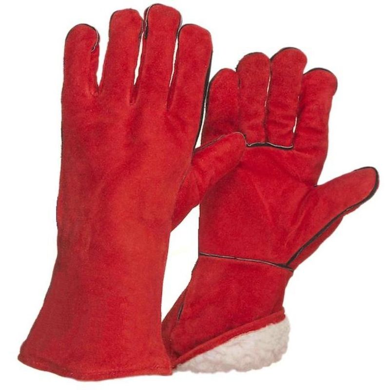 Перчатки Краги спилковые с подкладкой пятипалые утепленные тип трек Зима