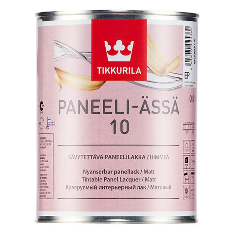 Лак интерьерный акрилатный Tikkurila PANEELI-ASSA 10 EP матовый, 0,9л