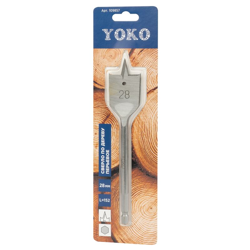 Сверло по дереву перьевое 28х152 мм Yoko