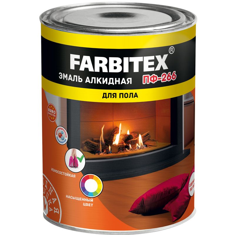 Эмаль ПФ-266 FARBITEX красно-коричневая 0,9 кг