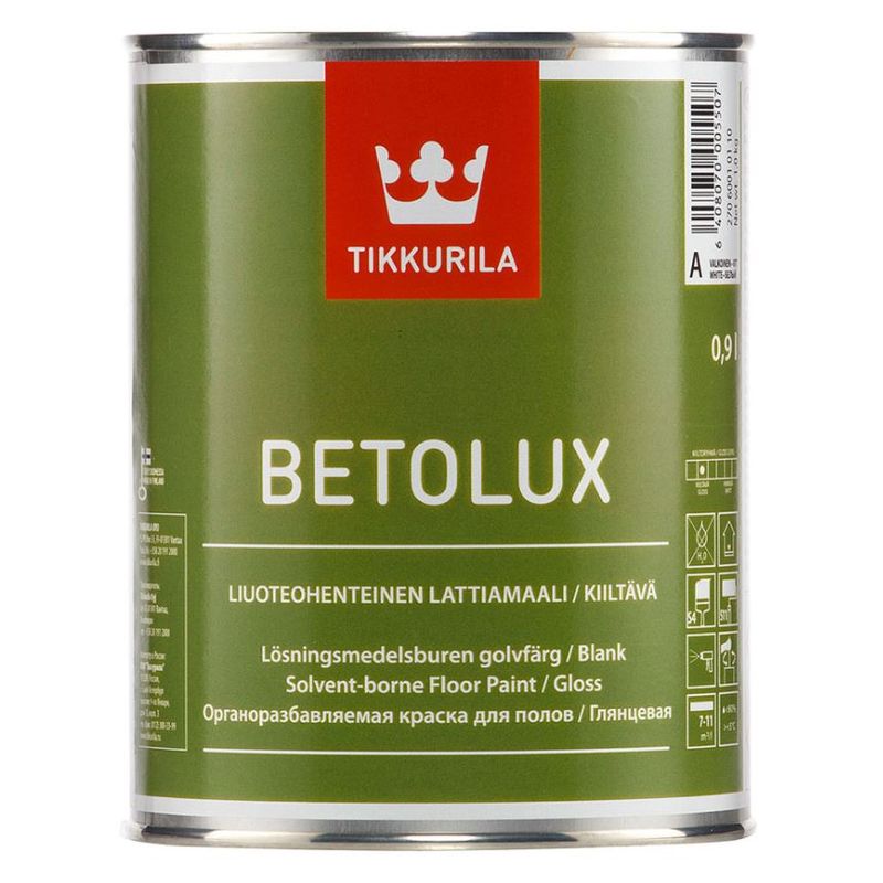 Эмаль для бетонных полов Tikkurila Betolux база А 2.7л