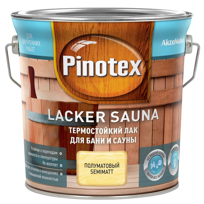 Лак на водной основе Pinotex Lacker Sauna 20 полуматовый, 2,7 л