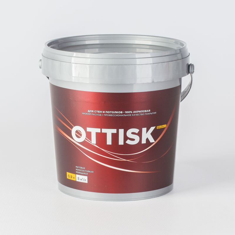 Краска для стен и потолков OTTISK бесцветная база С 0,9 л