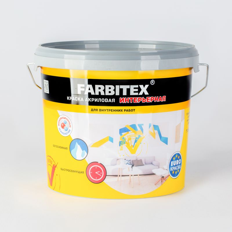Краска интерьерная FARBITEX белая база А 6 кг
