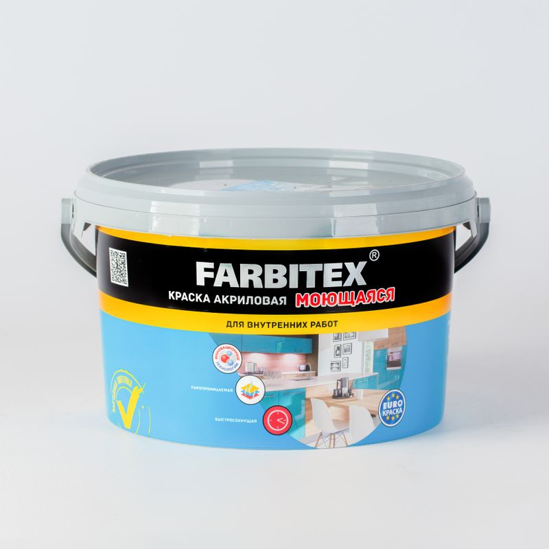 Краска для стен и потолков FARBITEX белая база А 3 кг