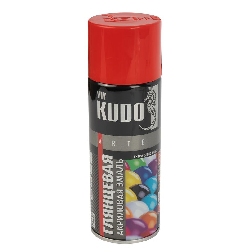 Эмаль аэрозольная акриловая Kudo алая (RAL 3020) глянцевая 0,52л