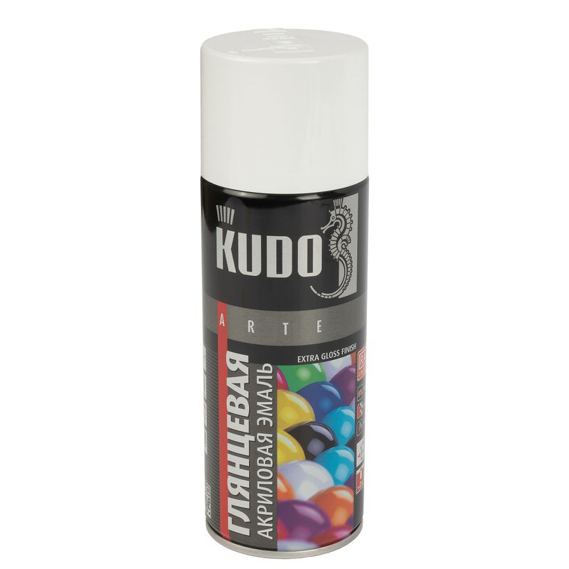 Эмаль аэрозольная акриловая Kudo белая (RAL 9003) глянцевая 0,52л