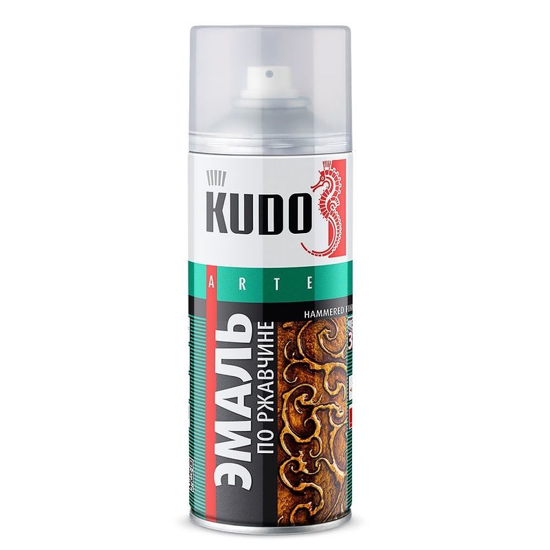 Эмаль по ржавчине KUDO молотковый эффект, серебристо-зеленая, 0,52л