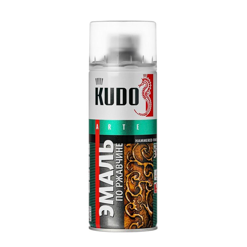 Эмаль по ржавчине KUDO молотковый эффект, серебристо-голубая, 0,52л
