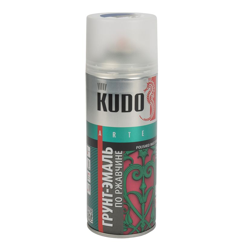 Грунт-эмаль по ржавчине аэрозольная Kudo синяя (RAL 5005) матовая 0,52л