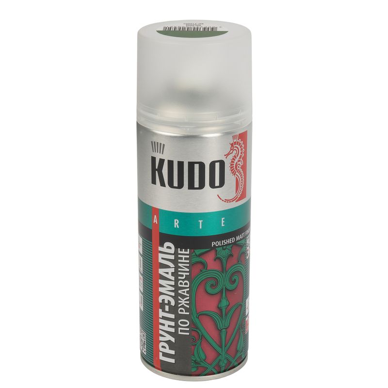 Грунт-эмаль по ржавчине аэрозольная Kudo зеленая (RAL 6002) матовая 0,52л