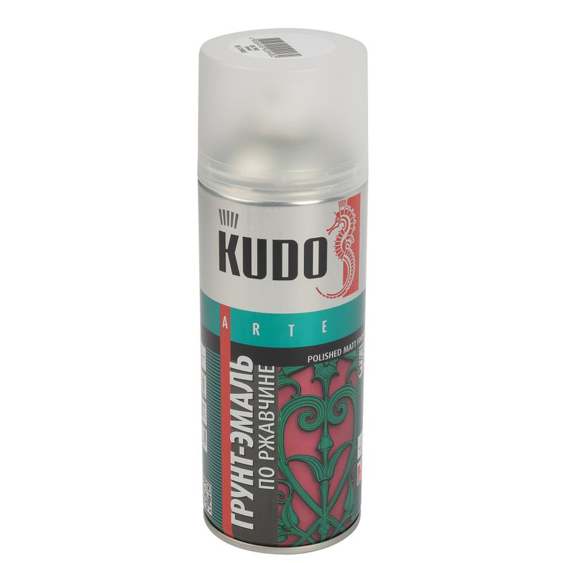 Грунт-эмаль по ржавчине аэрозольная Kudo белая (RAL 9003) матовая 0,52л