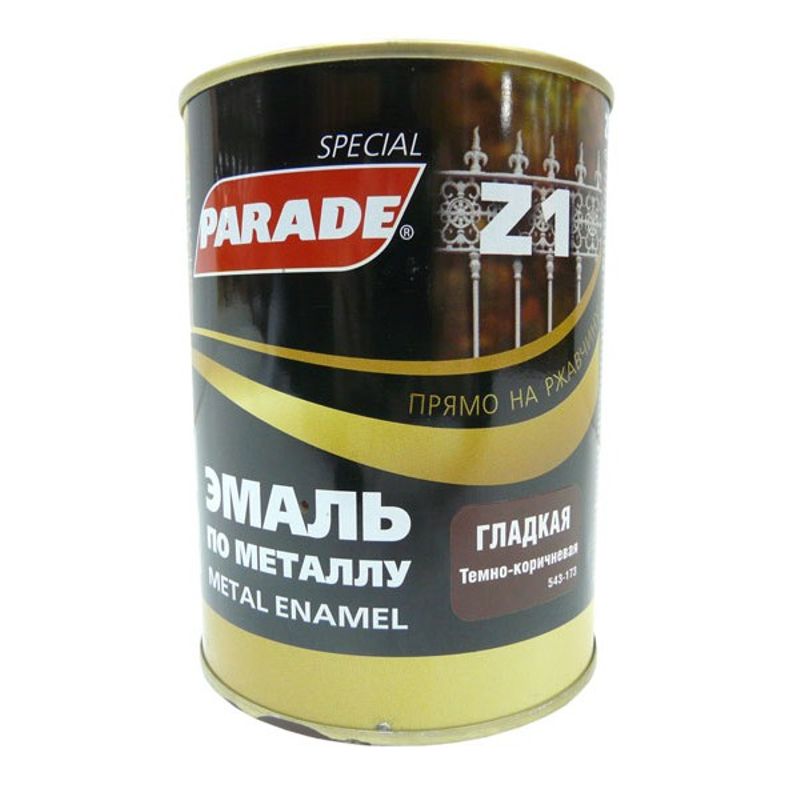 Эмаль Parade Z1 по металлу гладкая, темно-коричневый (0,75л)