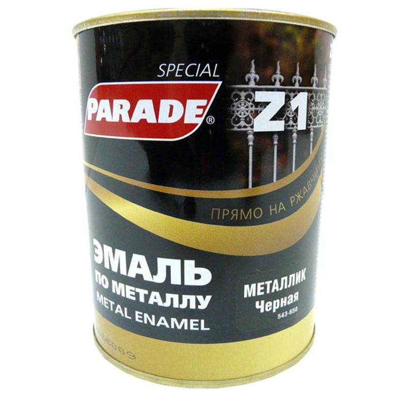 Эмаль Parade Z1 по металлу металлик, черный (0,75 л)