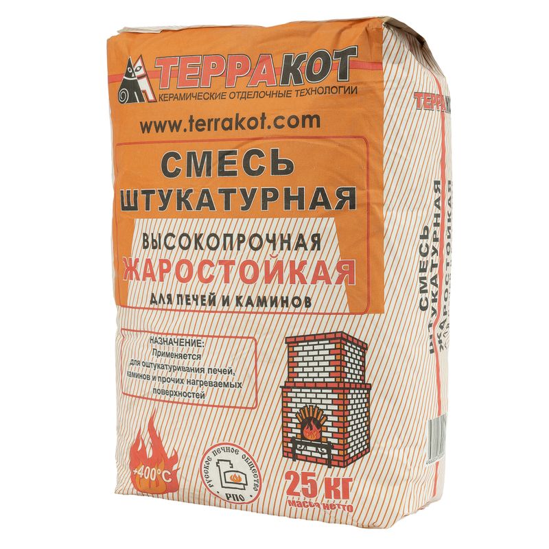 Смесь штукатурная жаростойкая для печей и каминов Терракот, 25 кг