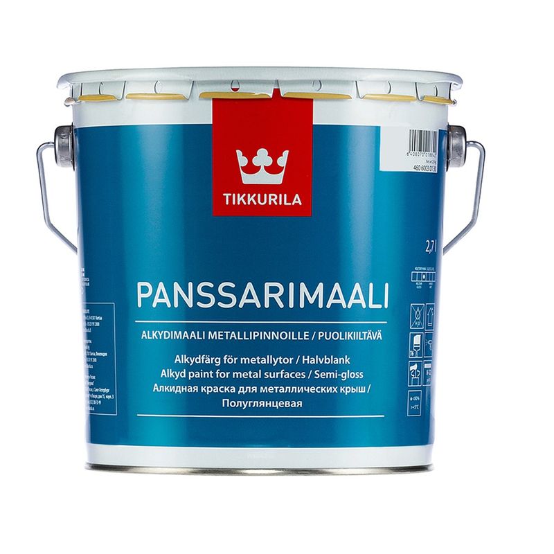 Краска для крыш и металлоконструкций Tikkurila Panssarimaali полуглянцевая база A 2,7 л