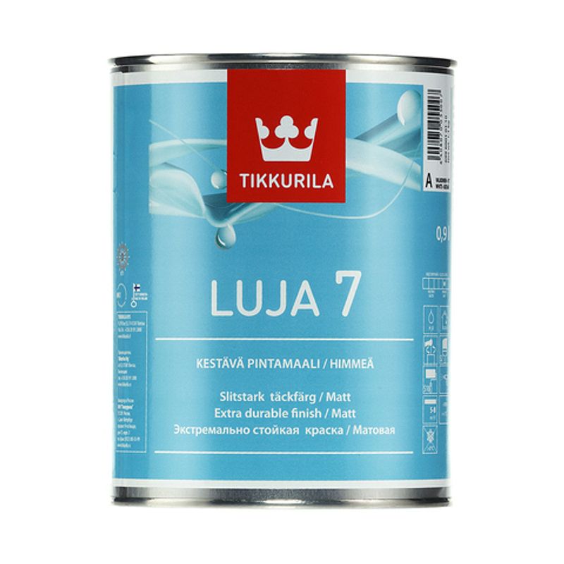 Краска для влажных помещений Tikkurila Luja 7 матовая база А, 0,9 л