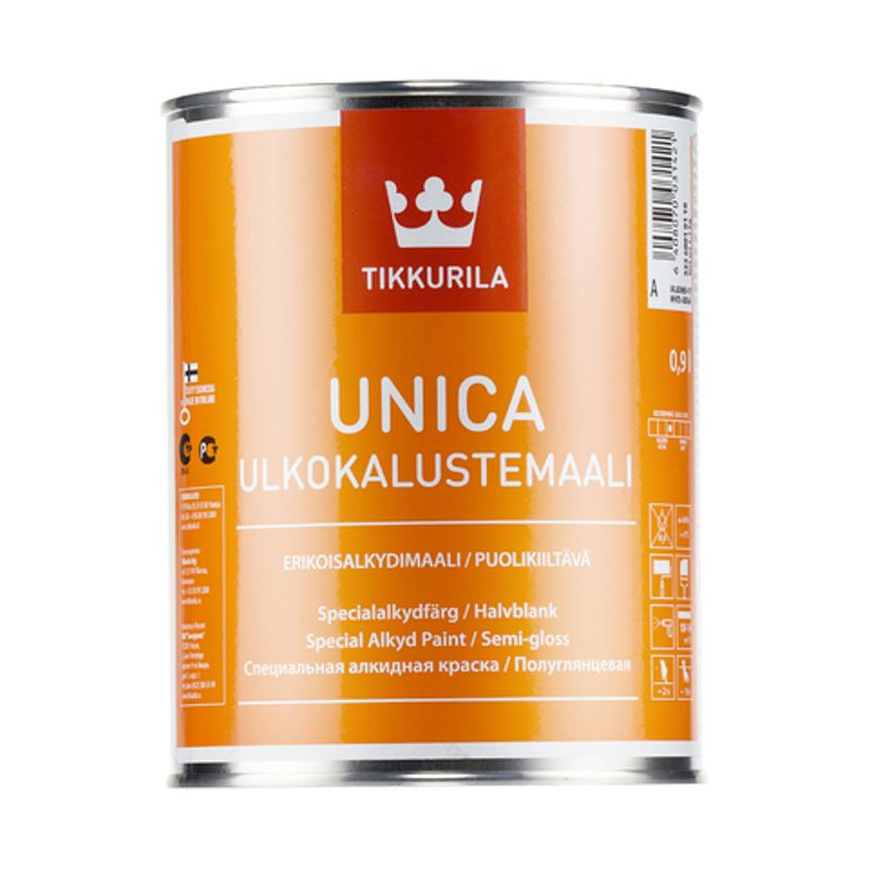 Краска для металла, дерева, пластика Tikkurila UNICA п/гл, 2,7л