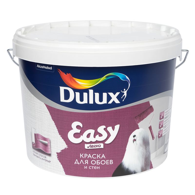 Краска для обоев и стен Dulux Easy матовая база BC 4,5 л