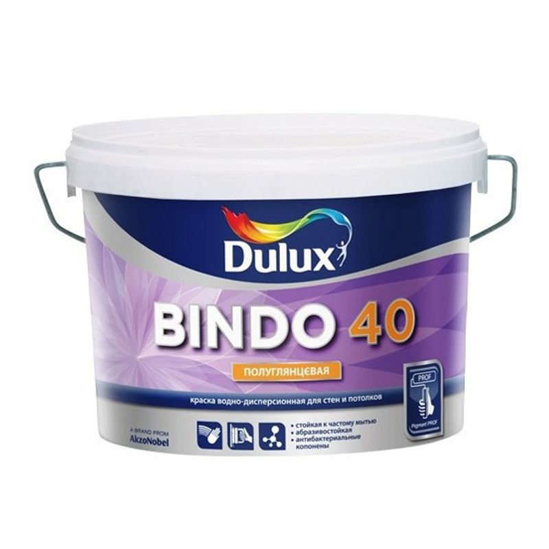 Краска Dulux BINDO 40 полуглянцевая, база BW, 10л