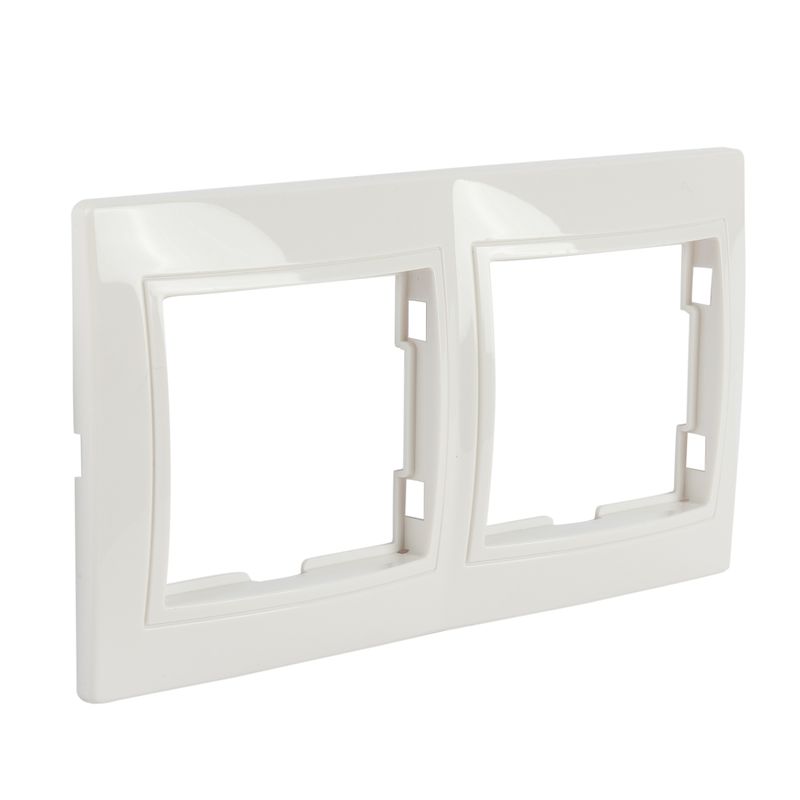 Рамка двухместная горизонтальная Кварта белая IP20 IEK
