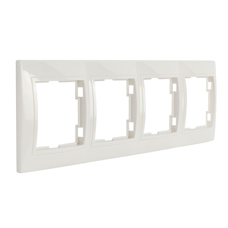 Рамка четырехместная горизонтальная Кварта белая IP20 IEK